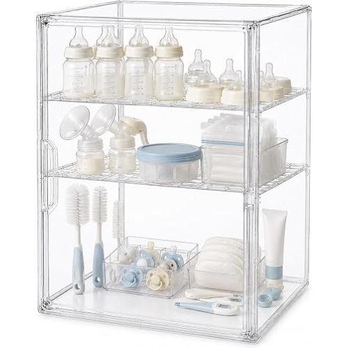 YESGIRL Clear Acrylic Baby Bottle Storage Organizer for Countertop Cabinet