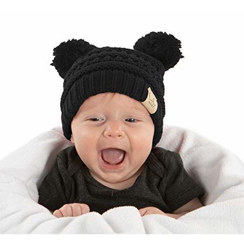 Funky Junque Baby Beanie Hat - Soft Knit Winter Cap with Double Pom Pom - Easter Pastels, Classic Solids, Value Packs