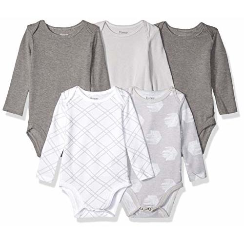 Hanes Ultimate Baby Flexy 5 Pack Long Sleeve Bodysuits