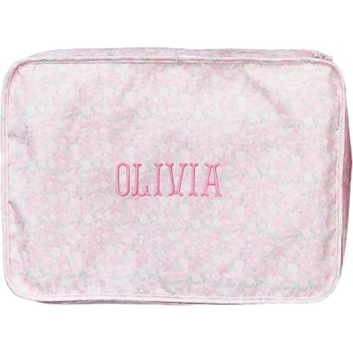 Personalized Packing Cube Set – Monogram Travel Organizer for Suitcase, Floral Polyester Luggage Cubes, Set of 3, Set of 4 or XL, Graduation or Mother’s Day Gift (Peony, XL)