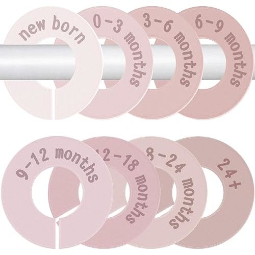 8PCS Baby Closet Dividers for Clothes Double-Sided Baby Closet Organizer Baby Clothes Size Age Separators Nursery Clothes Hanger Dividers for Most Closet Rods Organizer from Newborn to Toddler