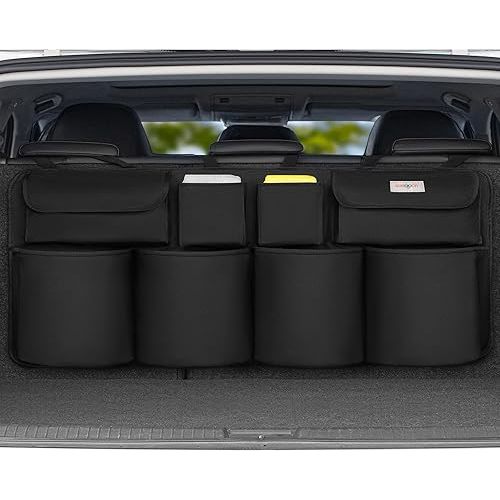 SURDOCA Car Trunk Organizer, LARGE CAPACITY Car Storage Bag with 8 Pockets, 7X Upgraded Trunk Storage Organizer for Car, SUV, Truck, MPV