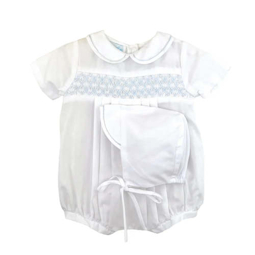 Petit Ami White Bubble w/ Blue Smocking