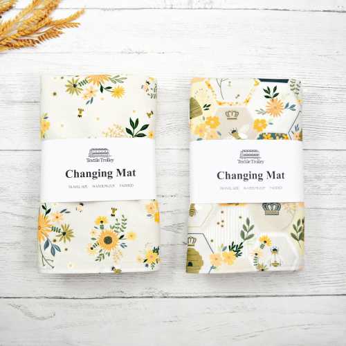 Bee Floral Changing Mat: Waterproof Travel Diaper Pad