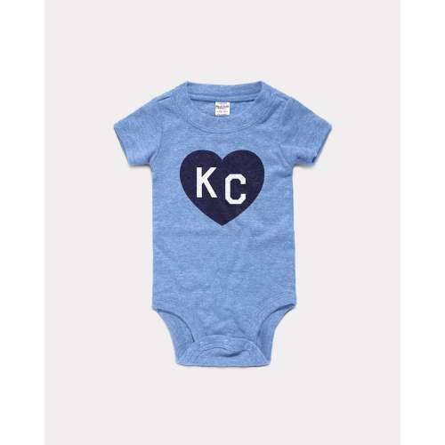 Vintage Blue KC Heart Onesie
