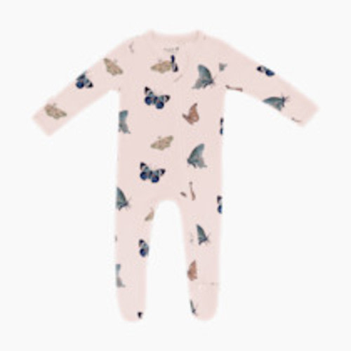 Kyte Baby Printed Zipper Footie - Blush Butterfly, 0-3 M