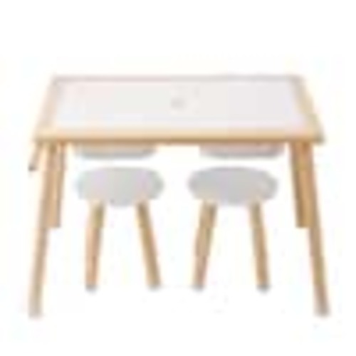 VEVOR Sensory Table and Chairs Set, Toddlers Activity Table w/2 Stools 2 Storage Bins and Paper Roll Holder, Play Sand, Wooden GGZZDZHK2129ZA1KCV0