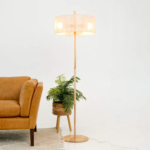 Latitude Run® Monte FLOOR LAMP WITH PAPER RATTAN WEAVE SHADE | Wayfair