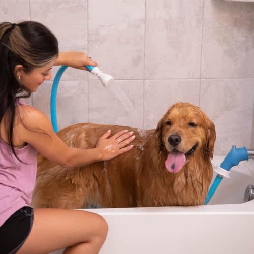 Rinseroo Slip-On Tub Hose, 5ft Flex Bathtub Faucet Sprayer | As Seen on Shark Tank, Easy Rinse for Pets, Hair & Cleaning, No Installation Needed, Fits Faucets Up to 3" Wide