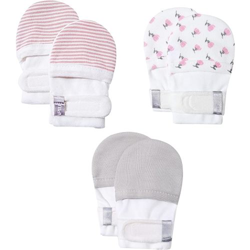HAPIU Baby Newborn No Scratch Mittens Stay On, 100% Cotton Adjustable 0-3M