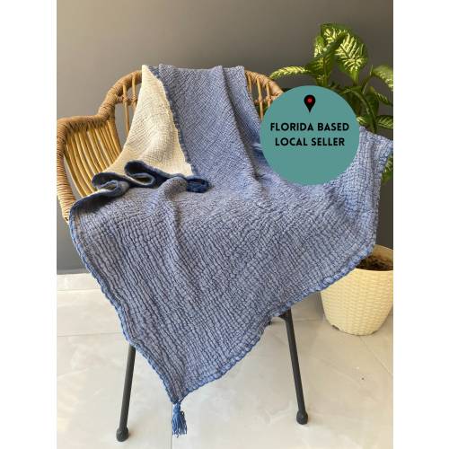 4 Layer Organic Muslin Baby Blanket, Soft Cotton Baby Swaddle, Newborn Gift for Girl or Boy, Muslin Baby Quilt