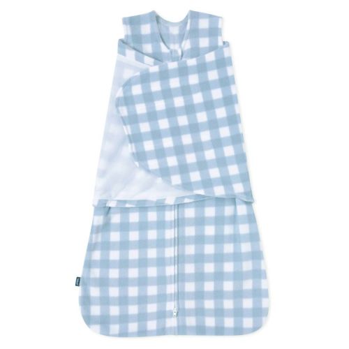 HALO Sleepsack Micro-Fleece Swaddle Wrap - Blue Gingham - New Born