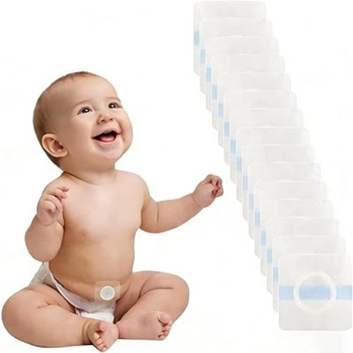 15Pcs Baby Belly Navel Patches Belly Button Patch Umbilica Hernia Belt Baby, Hernia Patch for Infants, Correction Button Wrap Shaper 8×8cm with Water-Resistant Cotton Pads