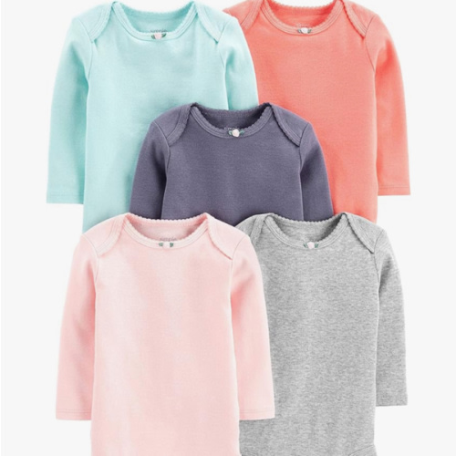 Simple Joys by Carter's Baby Girls' Long-Sleeve Bodysuit, Pack of 5
