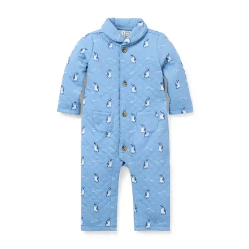 Baby Aquamarine Penguin Baby Penguin Quilted One-Piece by Janie and Jack