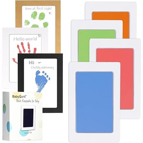 Inkless Baby Hand and Footprint Kit,Clean-Touch Ink Pad Kit,Safe No Mess Printing Infant Hand Foot Stamp,4 Pack Newborn Inkless Print Pads Best Keepsake or Gifts for Family