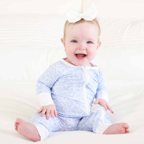 Blue-tiful Bows Convertible Zip Romper