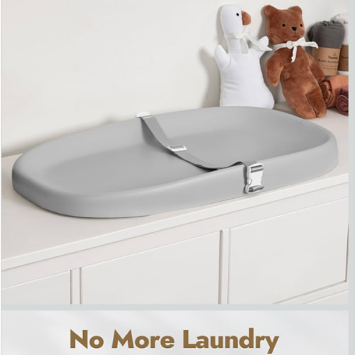 Papablic Wipeable Baby Changing Pad with Removable Safety Strap, Easy to Clean & Non-Slip Waterproof, Changing Pad for Dresser,Bed