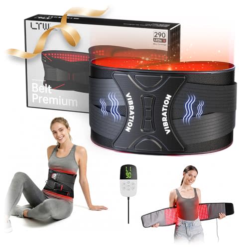 LTW Upgraded Red Light Therapy Belt, 290 LEDs Infrared Red Light Therapy for Body, 660nm & 850nm Near Infrared Wrap with Vibration for Back Pain Relief, Waist, Belly, Shoulder