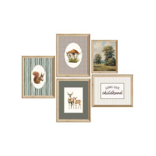Vintage Woodland Nursery Wall Art Set, Cottagecore Boy Room Decor, Forest Animals Farmhouse Prints