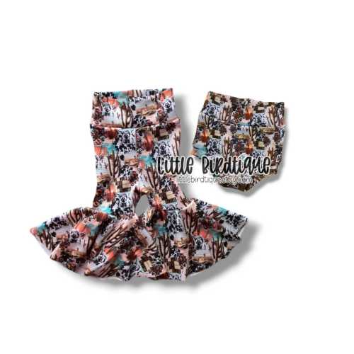 Western Vibes Cowgirl Bow on Nylon Clip Piggies Headwrap Top Knot Messy Wrap Rose Knot Bummies Bell Bottoms Outfit Separates Fringe Add-on