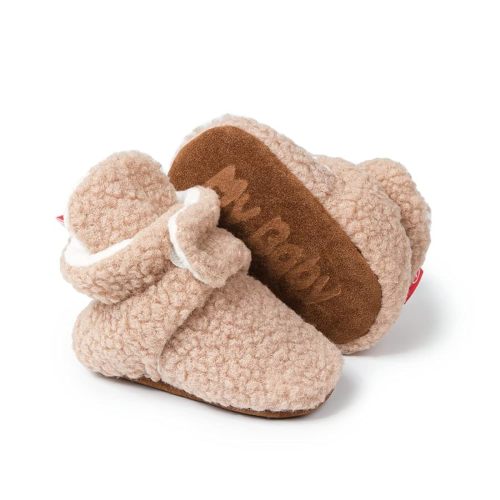 Miamooi Infant Baby Girls Boys Cotton Booties Newborn Winter Warm Fleece Cozy Slippers Toddler Non-Slip Ankle Boots First Walker Crib House Socks Shoes 3-18 Months
