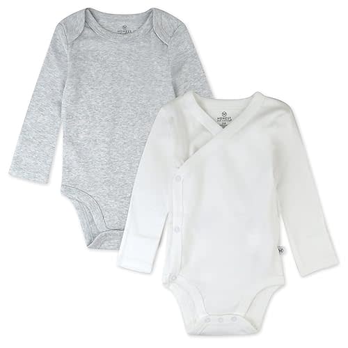 HonestBaby Multipack Long Sleeve Bodysuits One-piece 100% Organic Cotton for Infant Baby Boys, Girls, Unisex