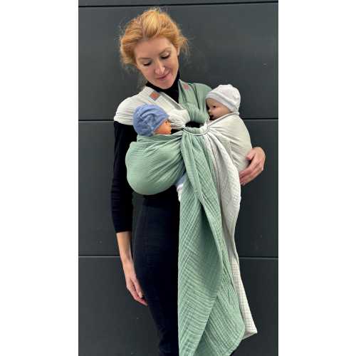 Twin Ring Sling, Twins baby carrier, Twins sling for newborn, 100% Organic Cotton ring sling, Muslin ring sling, Twin Babywearing