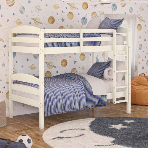 Better Homes & Gardens Leighton Solid Wood Twin-over-Twin Convertible Bunk Bed, Vanilla