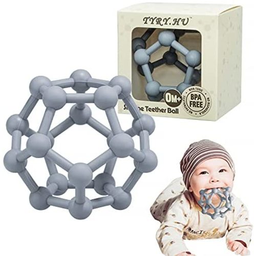 Baby Teethers Toys Silicone Soft Ball Easy to Hold Teether for Sensory Ball Exploration & Teething Stress Relief Molar Ball Soothing Teether Toy Baby Ball for Ages 0 Months+