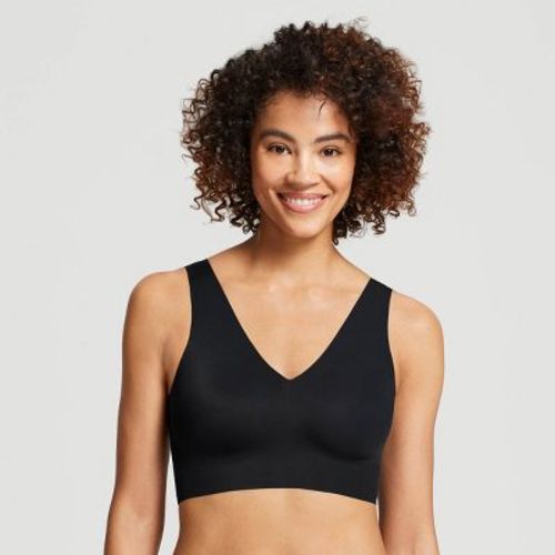 True & Co. True Everybody Women's V Neck Bra - Black XL: Lightly Lined, Removable Padding, Wireless