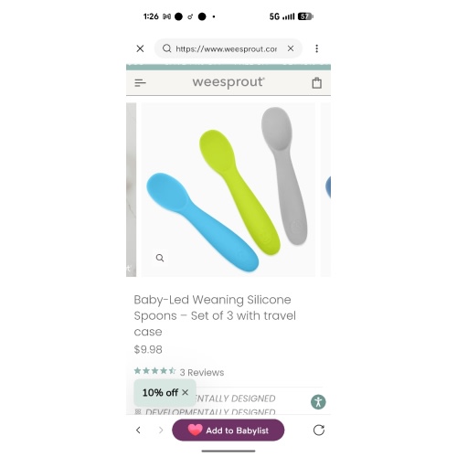 Baby-Led Weaning Silicone Spoons – Set of 3 with travel case