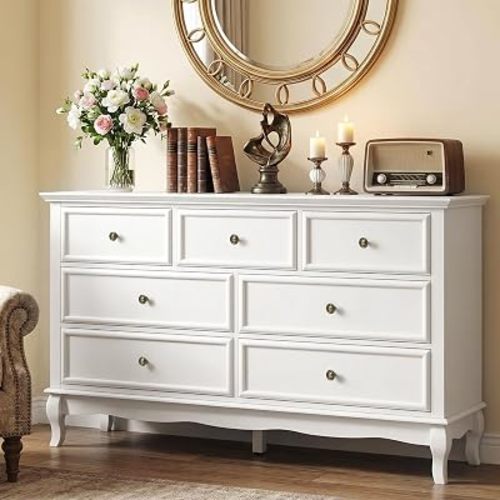 RoyalCraft 7 Drawer Dresser for Bedroom, 53" Painted Chest of Drawers
