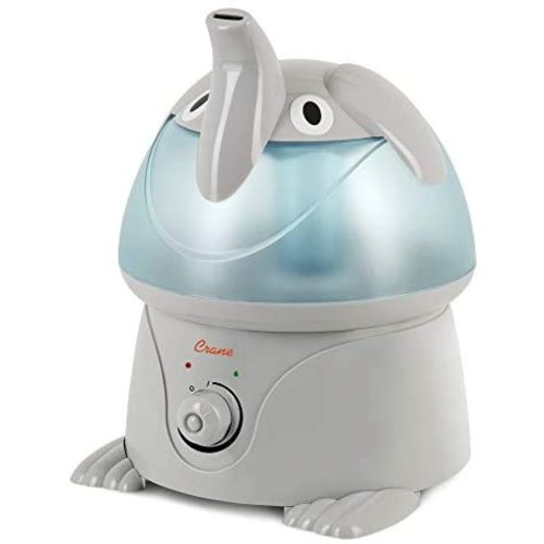 Crane Adorables Ultrasonic Cool Mist Humidifier, Filter Free, 1 Gallon, 500 Sq Ft Coverage, Whisper Quiet, Air Humidifier for Plants Home Bedroom Baby Nursery and Office, Elephant