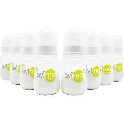 Avima 4 oz Anti Colic Baby Bottle Set - Slow Flow Nipples Included, Standard Neck, BPA Free - Newborn 0-3 Months, Stage 1 Feeding for Gas, Spit Up & Colic (Set of 8)