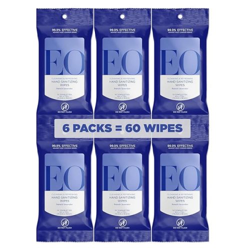 EO, Hand Sanitizer Wipe Lavender Pop Organic, 10 Count, 6 Pack