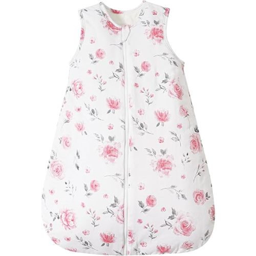david's kids Baby Winter Sleep Sack 6-12 Months, 2.5 TOG Cotton Baby Wearable Blanket with 2-Way Zipper, Warm Sleep Sack for Unisex Boys Girls, Medium Size, Floral Flower