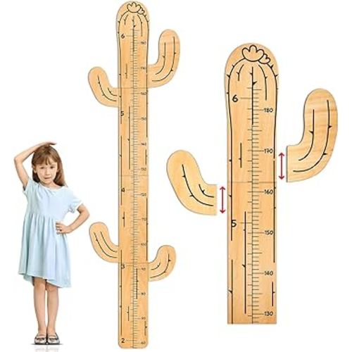 Beinou Growth Chart for Wall Wood Height Chart for Kids Height Measurement for Wall Boy Girls Height Wall Chart Growth Measuring Ruler Room Wall Decor,Cactus