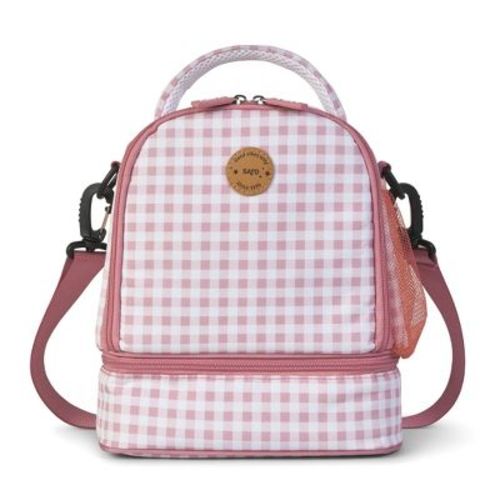SARO Thermal Insulated Baby Food Bag - Pink Vichy: Portable Baby Bottle Cooler, Insulated Toddler Meal Carrier