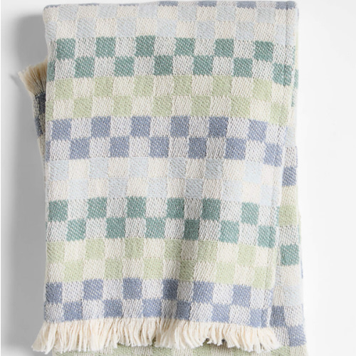 Multi Checker Cool Jacquard Woven Organic Cotton Baby Stroller Blanket