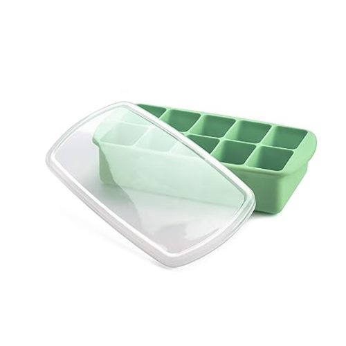 melii Silicone Baby Food Freezer Tray with Lid | 10 x 2oz Portion Cubes – Breastmilk & Homemade Puree Storage Container – BPA Free, Microwave, Freezer & Dishwasher Safe – Baby Registry Must (Mint)