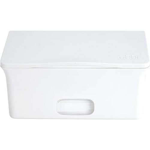 Ubbi Baby Wipes Dispenser | Baby Wipes Case | Baby Wipes Holder with Weighted Plate, Keeps Wipes Fresh and Non-Slip Rubber Feet, White