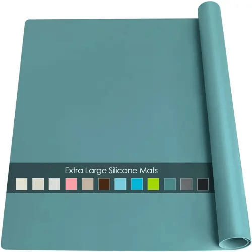 Dark Green Extra Large Countertop and Table Mat - Silicone Kitchen and Desk Protector, Heat Resistant, Non-Slip, Dinner Placemat, Pastry Dough Rolling Mat