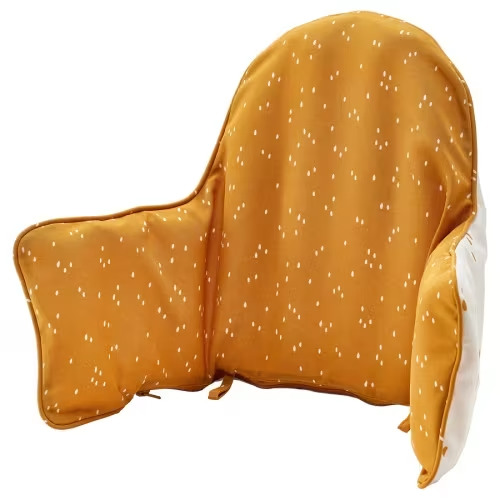 Highchair cushion and cover - dark yellow/white dotted