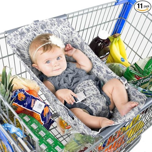 Shopping Cart Hammock – Infant Seat for Grocery Carts – Holds Car Seats Securely – Compatible with Select 4-Seater Wagons (20–24” Wide) – Supports Up to 50 lbs – Heritage Blue