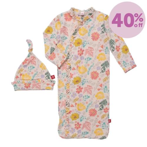 primrose cottage modal magnetic cozy sleeper gown + hat set with ruffl – Magnetic Me
