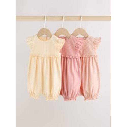 Buy Tonal Pink Broderie 3 Pack Baby Rompers from Next USA