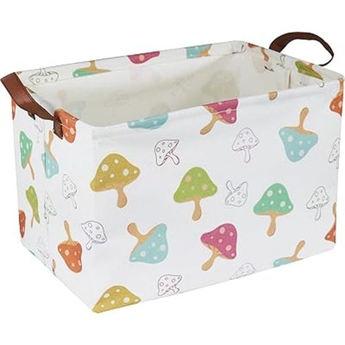 CLOCOR Rectangular Storage Basket,Waterproof Gift Basket,Room Decor(Mushroom)