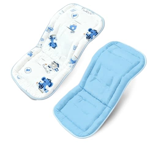 Baby Stroller Cushion, Baby Stroller Seat Liners Universal Stroller Liner, 100% Cotton Breathable and Soft Reversible Toddler Infant Car Seat Insert 34x78cm 1 Pack (Elephant Whale)
