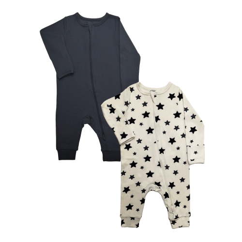 Wonder So Soft Modal by Wonder Nation Baby Gender Neutral Two-Way Zipper Footless Coverall Pajamas, 2-Pack, Sizes Preemie–6/9 Months